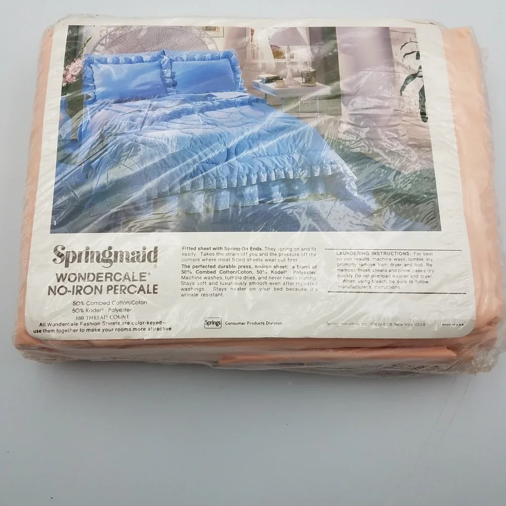 Vintage Springmaid Wondercale No-Iron Percale Double Bed Set 4 piece Sheet NOS‎